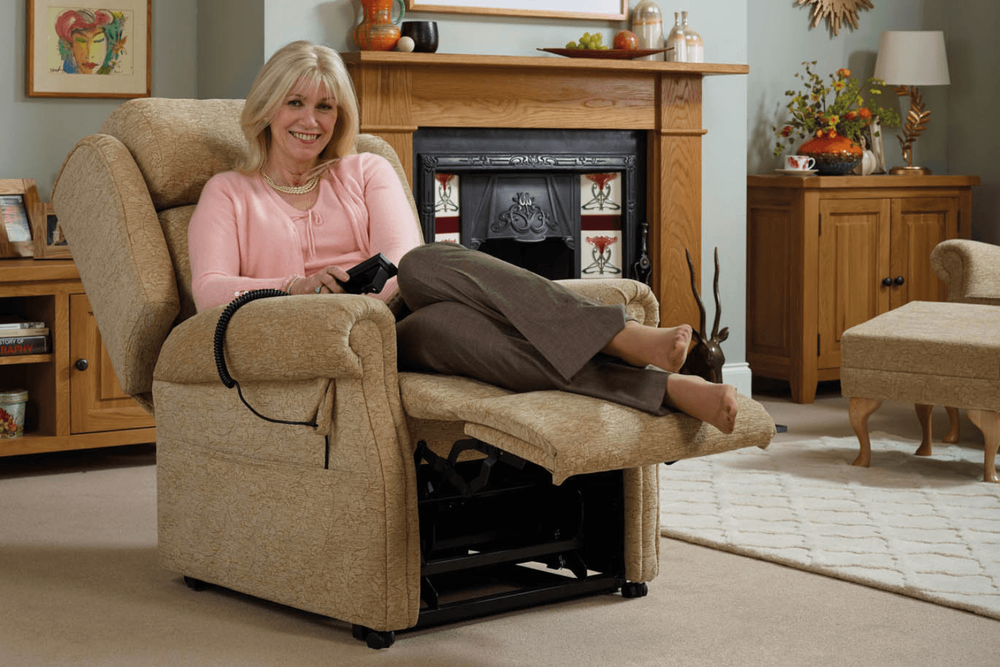 lady in comfortable riser and recliner chair