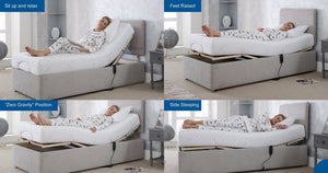 demonstration of the Adjust-a-bed, bed positions, profiling bed for back pain and arthritis