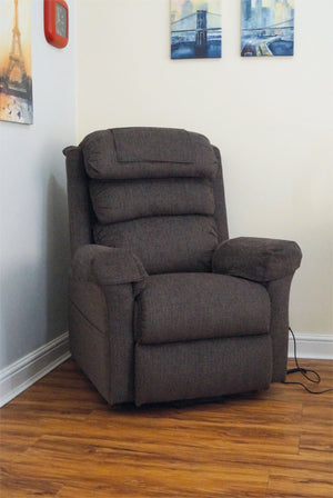 Mink Aidapt Ecclesfield Series Wall Hugging Rise & Recline, Chenille Material Recliner Chair for Elderly and Disabled in corner of a room
