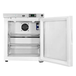 Coolmed 29L RTS Cabinet Medical Fridge glass door opened front view