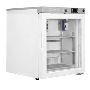 Coolmed 29L Small Medical Refrigerator glass door facing right closed