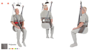 Direct Healthcare Group Hygiene Low Back Sling patient hoisted three views