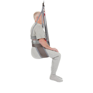 Direct Healthcare Group Hygiene Low Back Sling patient hoisted side view