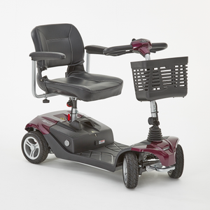 Motion Healthcare Airium 4 Wheel Lightweight Electric Mobility Scooter Lithium Battery purple colour oblique view