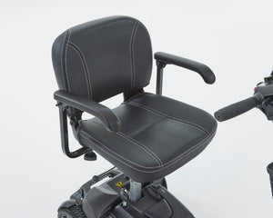 Motion Healthcare Alumina PRO, 4 Wheel, Lightweight, Electric Mobility Scooter with Lithium Battery, charcoal close up of seat