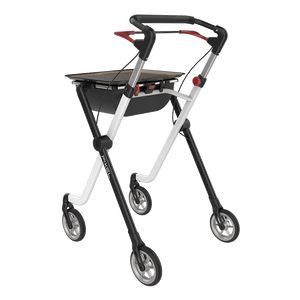 Rehasense | Space Pixel Rollator Range | Premium Indoor Rollator with Convenient Features Black White Back Left
