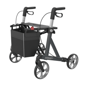 Rehasense | Server HD Rollator Range | Robust Design for Enhanced Safety and Comfort Grey Front Left