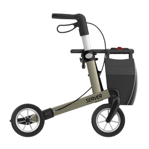 Rehasense | Server Rollator Range | The Elegant Classic Aluminium Rollator with Added Comfort and Accessibility Features Champagne Right Side