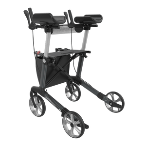 Rehasense | Server W Rollator Range | Navigator with Forearm Supports for Maximum Comfort Grey Back Left