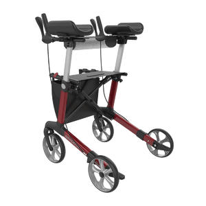 Rehasense | Server W Rollator Range | Navigator with Forearm Supports for Maximum Comfort Red Back Left