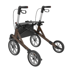 Rehasense | Server XC Explorer Rollator Range | Foldable Rollator with Ergonomic Features for Maximum Comfort Brown Back Left