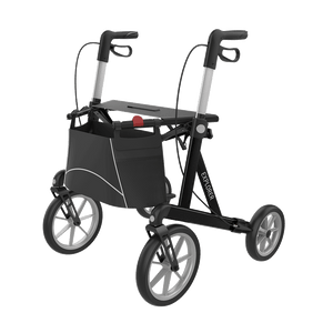 Rehasense | Server XC Explorer Rollator Range | Foldable Rollator with Ergonomic Features for Maximum Comfort Black Front Left