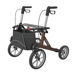 Rehasense | Server XC Explorer Rollator Range | Foldable Rollator with Ergonomic Features for Maximum Comfort Brown Front Left