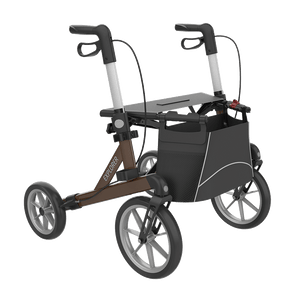 Rehasense | Server XC Explorer Rollator Range | Foldable Rollator with Ergonomic Features for Maximum Comfort Brown Front Right
