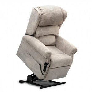 Repose Remini Rise and Recline Armchair risen. Duel Motor or Tilt in Space Riser Recliner Chair for Elderly, Bariatric and Disabled