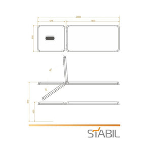 Stabil Pro 2-Section Treatment Table- Black Illustrated Specifications
