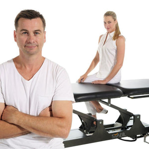 Stabil Pro Shorthead 3-Section Electric Treatment Table- Black in use 1