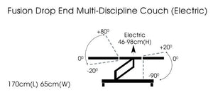 Sunflower Medical Fusion Drop End Multi-Discipline Couch Electric or Hydraulic dimensions 1