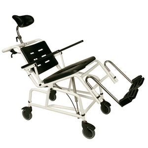 Direct Healthcare Group Combi TIlt Shower Commode Shower Chair Tilted Side view