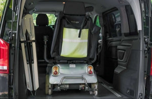 Enable Access Aerolight Broadfold Portable Wheelchair Ramp folded in van trunk