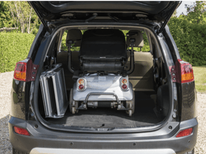 Enable Access Aerolight Lifestyle Multi-Folding Wheelchair Ramp unfolded on stairs folded in car trunk