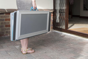 Enable Access Aerolight-Xtra Quick Deploy Lightweight Wheelchair Ramp folded and carried