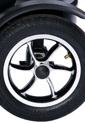 Scooterpac |  Revolutionize Your Mobility with the Feather Fold Folding Mobility Scooter rear wheel