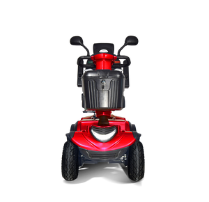 Red Scooterpac Ignite Mini 8 MPH Electric Mobility Scooter. 35 Mile Range. Heated Seat. Compact Personal Mobility Solution front view