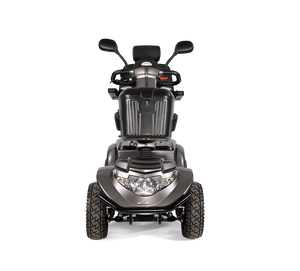 Grey Scooterpac Ignite 8mph Electric Mobility Scooter 40 Mile Range front storage box