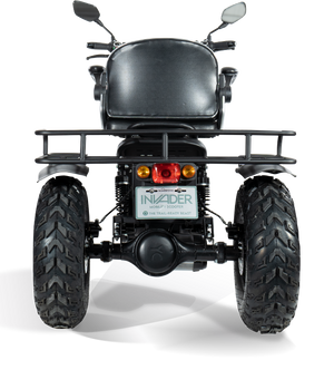 Scooterpac | Invader Off Road 16mph Electric Mobility Scooter 30 Mile range, black colour rear view