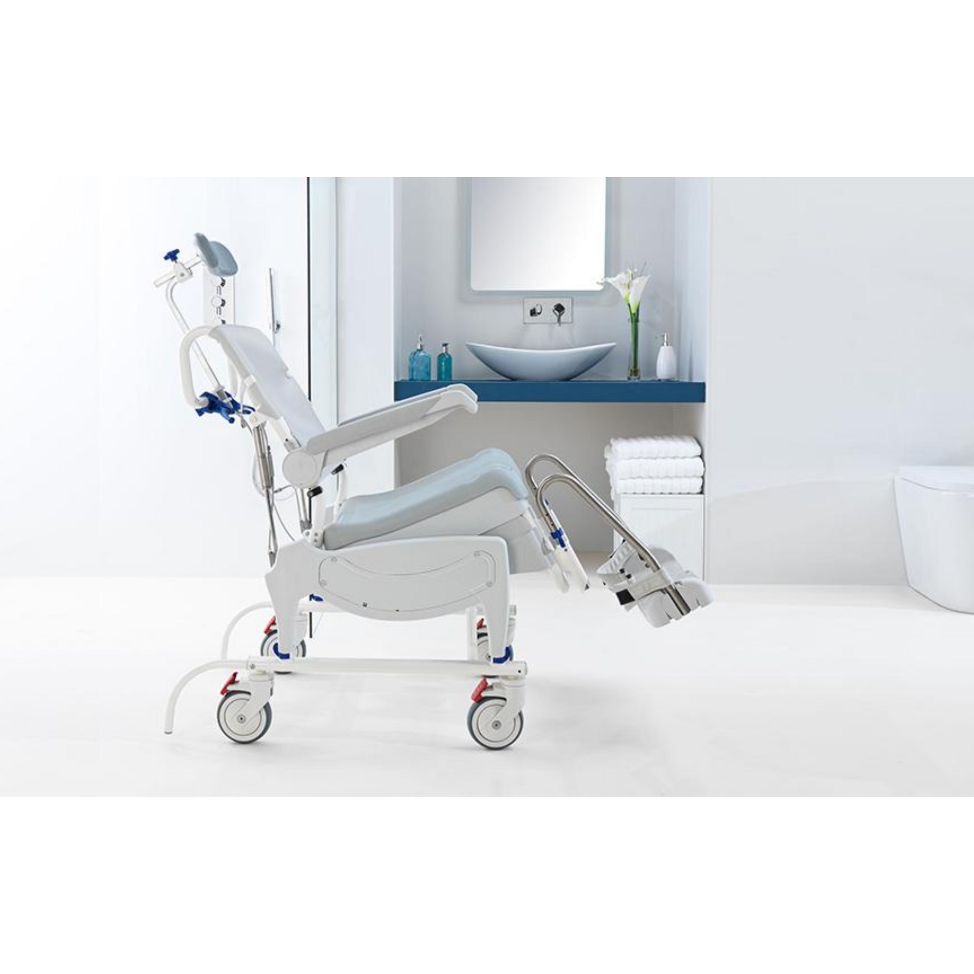 invacare aquatec ocean vip ergo in a bathroom