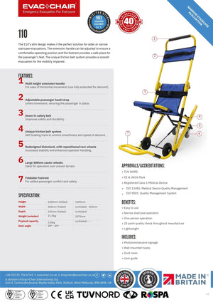 Evac+Chair 110 Mobile Evacuation Chair  Data Sheet