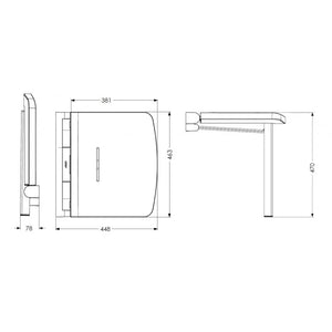 AKW Onyx Compact Fold up Shower Seat size