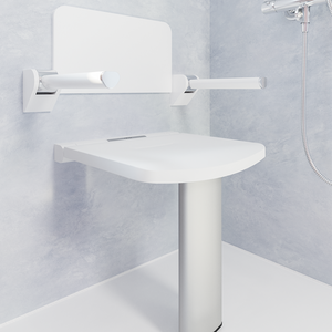 AKW Onyx Shower Seat with Back and Arms White