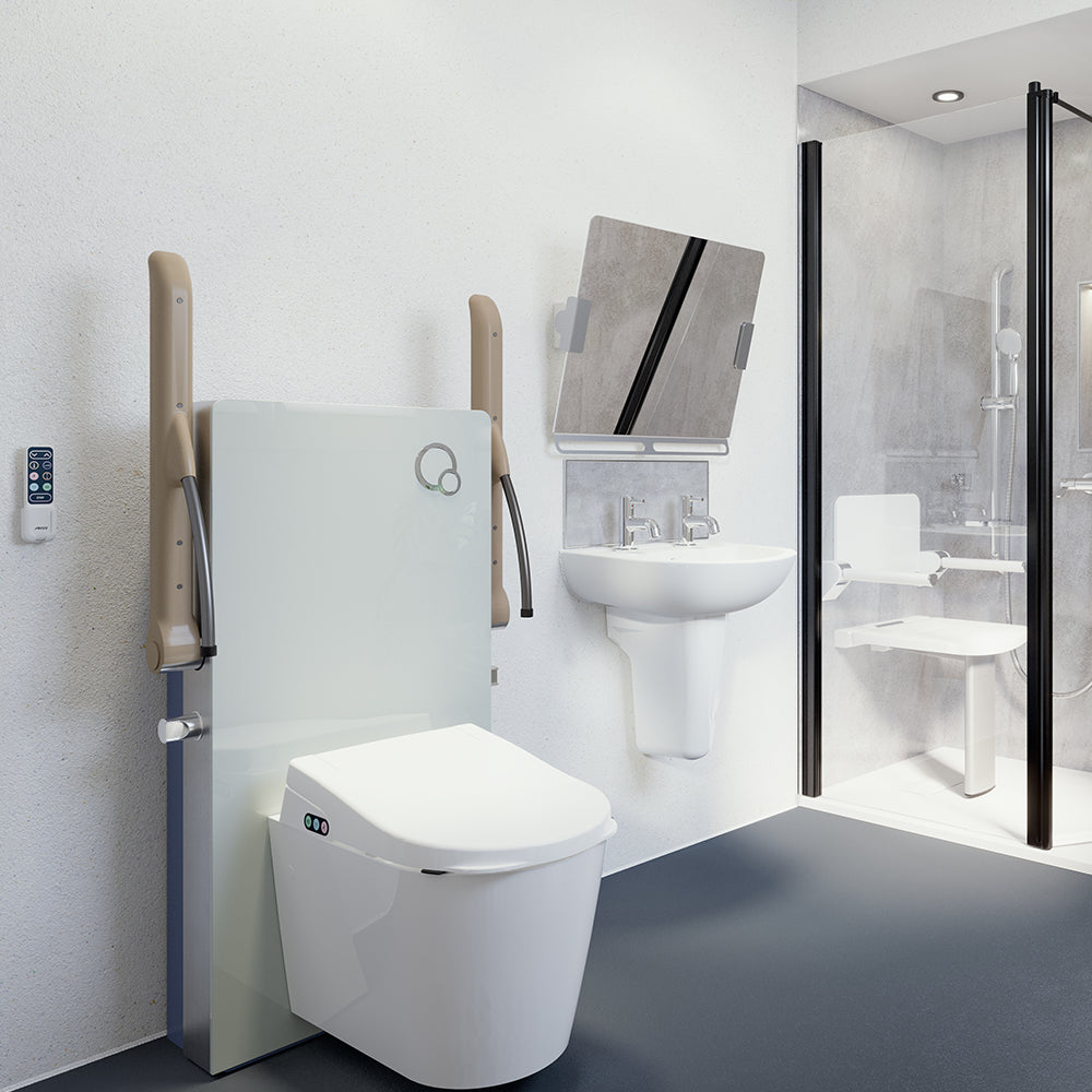 AKW Rise Fall Bidet With Rails Folded Up