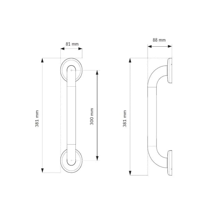 AKW Stainless Steel Grab Rail Size