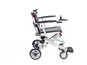 Motion Healthcare Aerolite Power chair, Lightweight, Electric Folding Wheelchair, Lithium Battery side on view