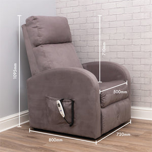 Dove grey Aidapt Daresbury Rise and Recline Chair | Electric Recliner Chair for the Elderly and Disabled with dimensions
