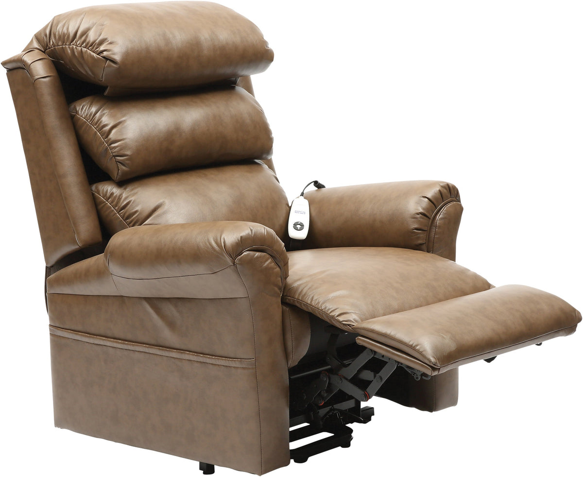 Brown Nutmeg Aidapt Ecclesfield Series Wall Hugging Rise &amp; Recline, PU Material, Recliner Chair for Elderly and Disabled, with remote foot ret up