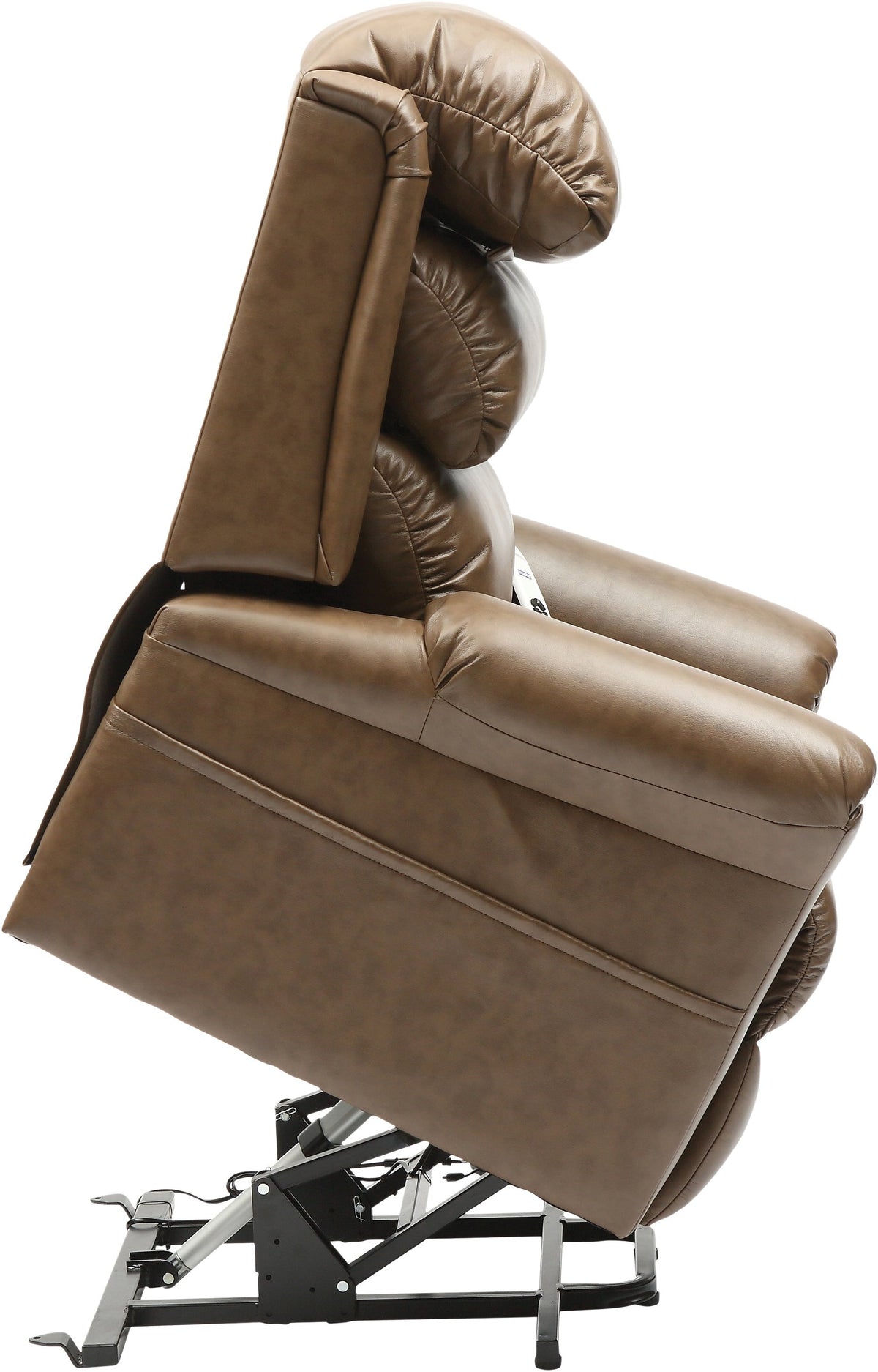 Brown Nutmeg Aidapt Ecclesfield Series Wall Hugging Rise &amp; Recline, PU Material, Recliner Chair for Elderly and Disabled, with remote, risen side view