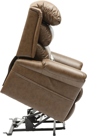 Brown Nutmeg Aidapt Ecclesfield Series Wall Hugging Rise & Recline, PU Material, Recliner Chair for Elderly and Disabled, with remote, risen side view