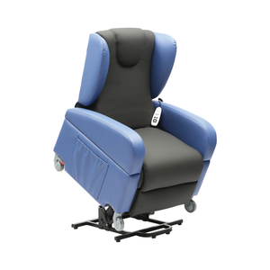 Blue and black Aidapt Brookfield Dual Motor Rise and Recline Chair risen