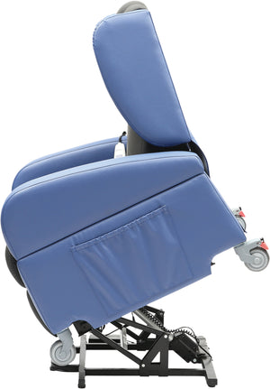 Blue and black Aidapt Brookfield Dual Motor Rise and Recline Chair side view