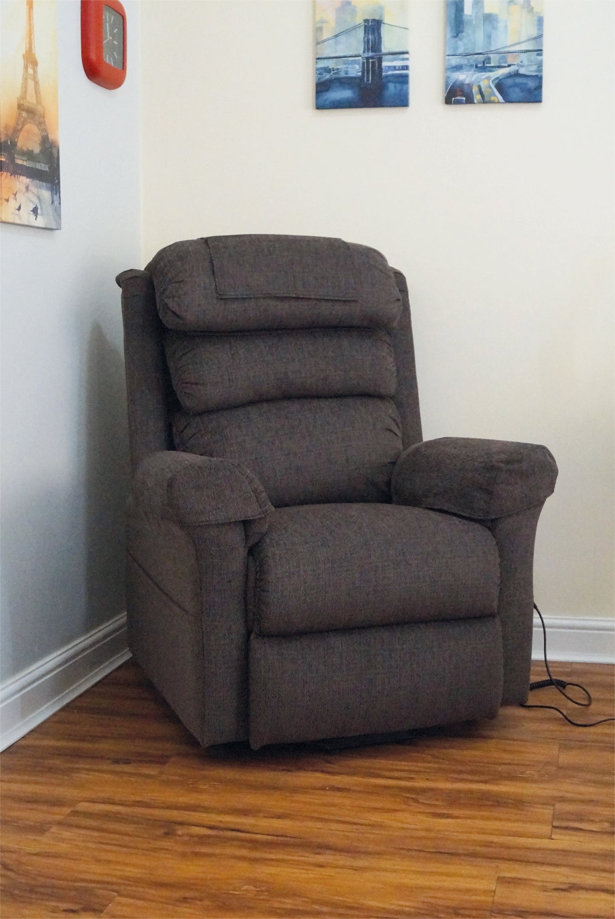 Mink Aidapt Ecclesfield Series Wall Hugging Rise &amp; Recline, Chenille Material Recliner Chair for Elderly and Disabled in corner of a room