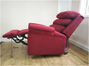 Red Aidapt Ecclesfield Series Wall Hugging Rise & Recline, Chenille Material Recliner Chair for Elderly and Disabled side view reclied