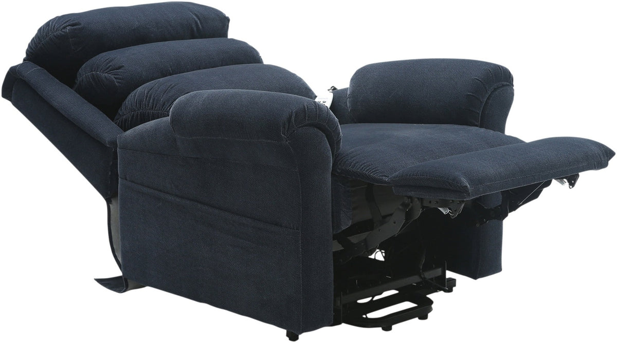 Blue Aidapt Walmesley, Electric Dual Motor Rise &amp; Recline Chair, For Elderly and Disabled reclined oblique view