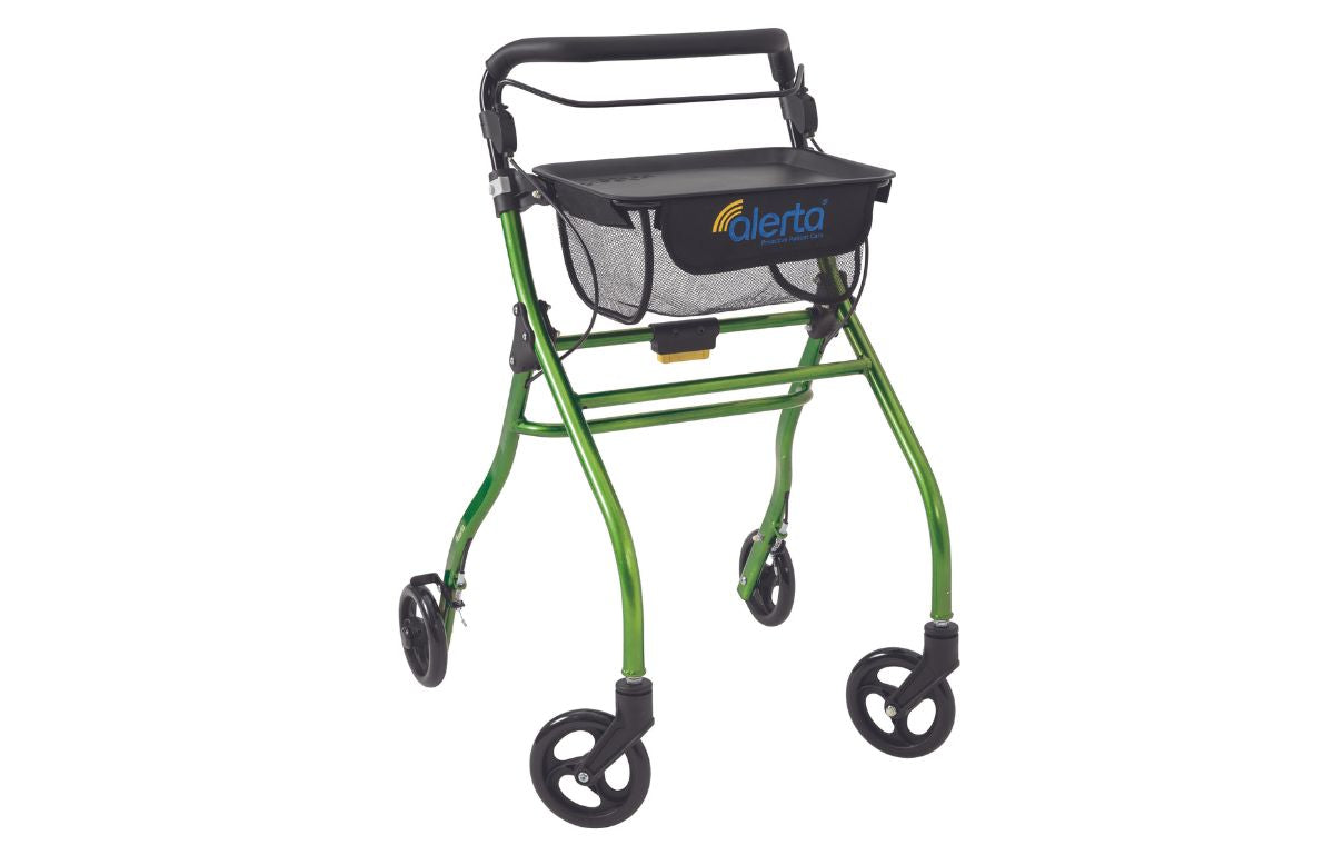 Alerta Four-Wheel Aluminium Lightweight Indoor Rollator Green