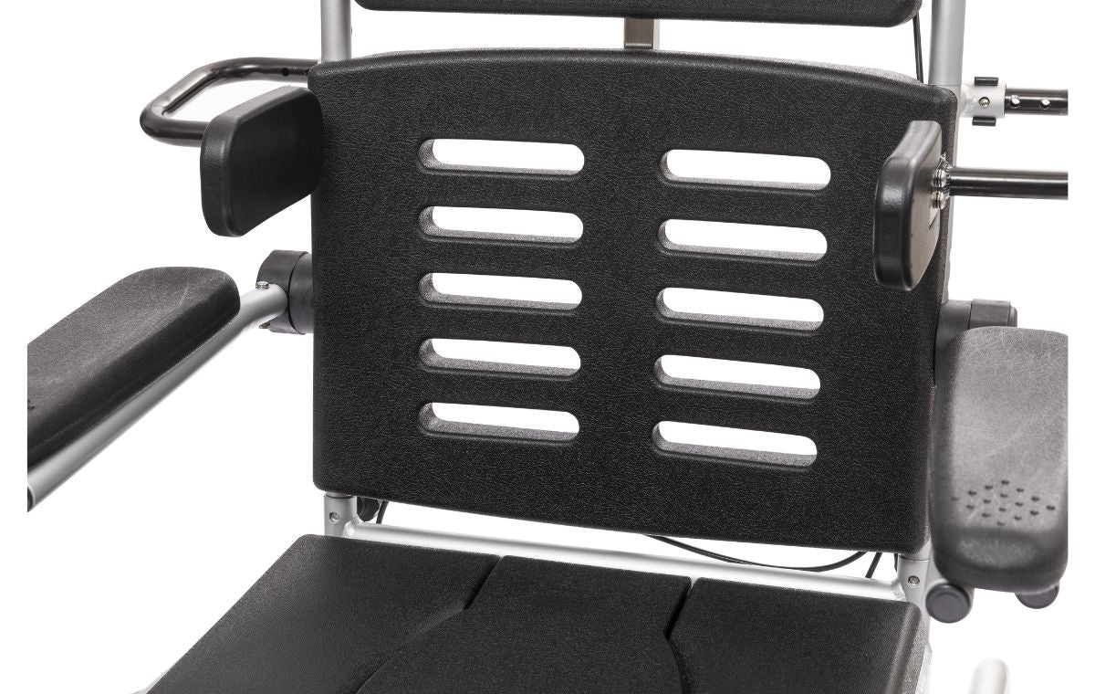 Alerta Aqua Hi-Lo Shower Commode Chair backrest close up