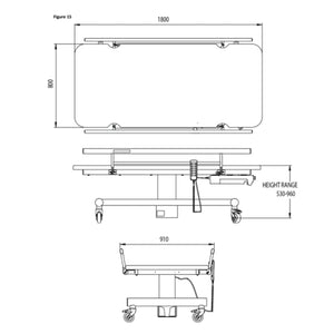 Astor Bannerman Mobile Changing Table illustrated specifications 