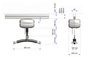 Astor Bannerman OT200 Ceiling Track Hoist illustrated specifications